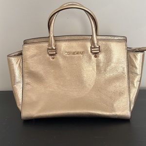 Michael Kors Gold Large Selma Purse